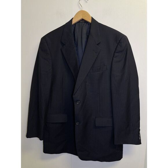 Hart Schaffner Marx 40S Navy Herringbone Gold Trumpeter Blazer Jacket Made In US - Picture 1 of 8